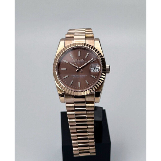 Custom Seiko Mod • Chocolate Rose Gold DateJust • 36mm